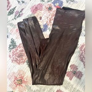 Spanx Faux Leather Burgundy Leggings- Size M- Worn only a handful of times.